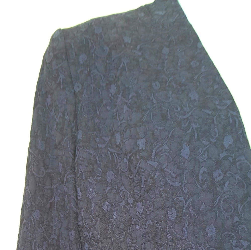 Damask Navy Blazer Jacket Feminine Body Hugging V Neck Fully Lined Unisex Size 8 - Picture 3 of 7